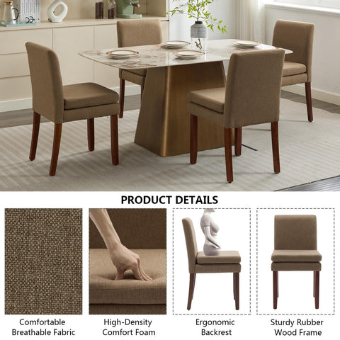 Armless linen dining chair with cushioned seat, featuring modern minimalist design suitable for various occasions.Set of 2 (2-Pack)