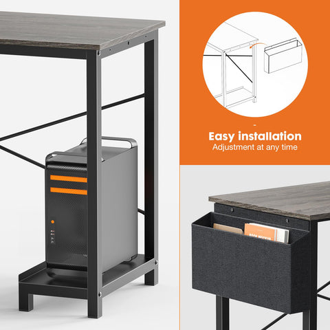 L Shaped Desk,Computer Corner Desk,PC Gaming Desk Table with Side Storage Bag