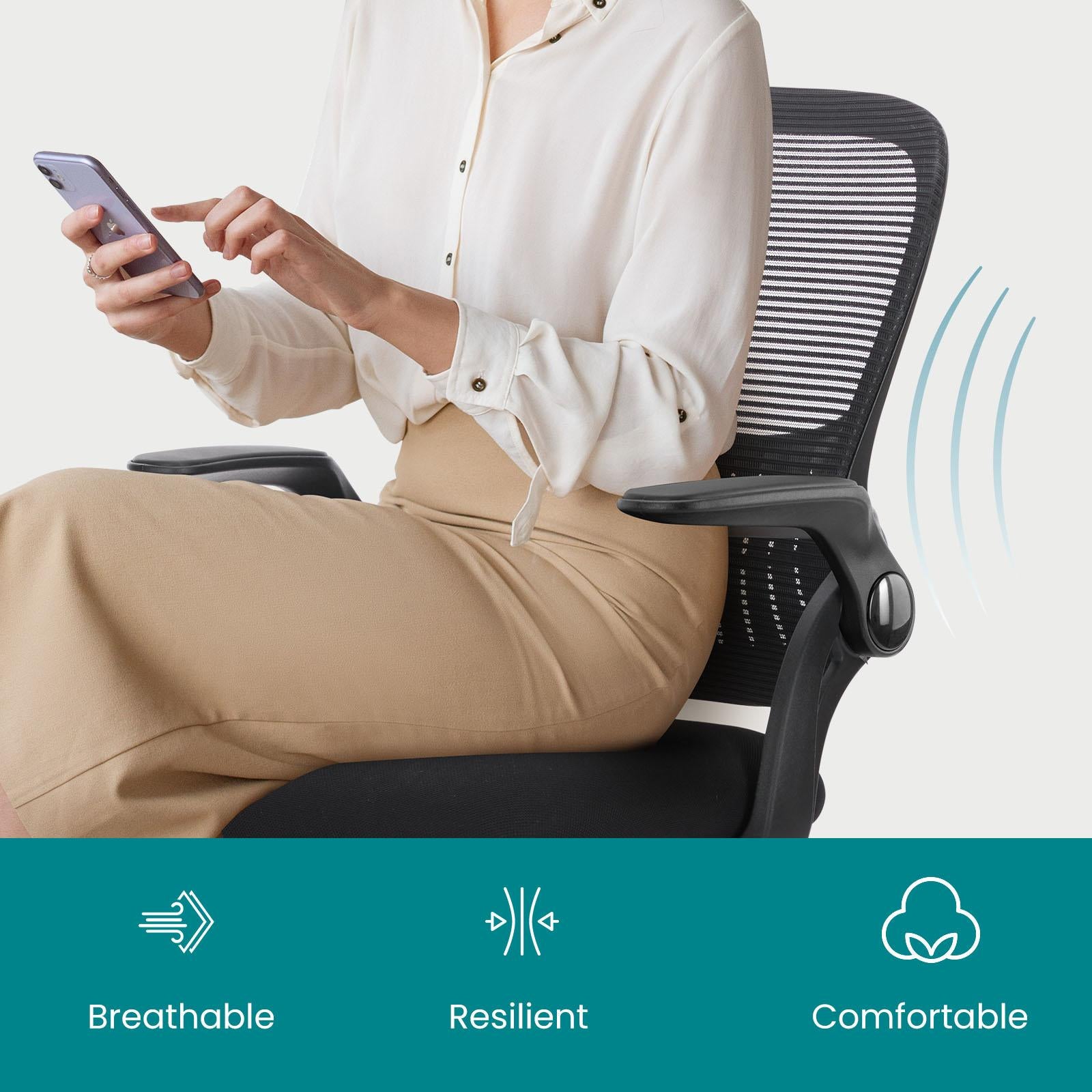 Ergonomic Office Home Desk Mesh Fixed Armrest