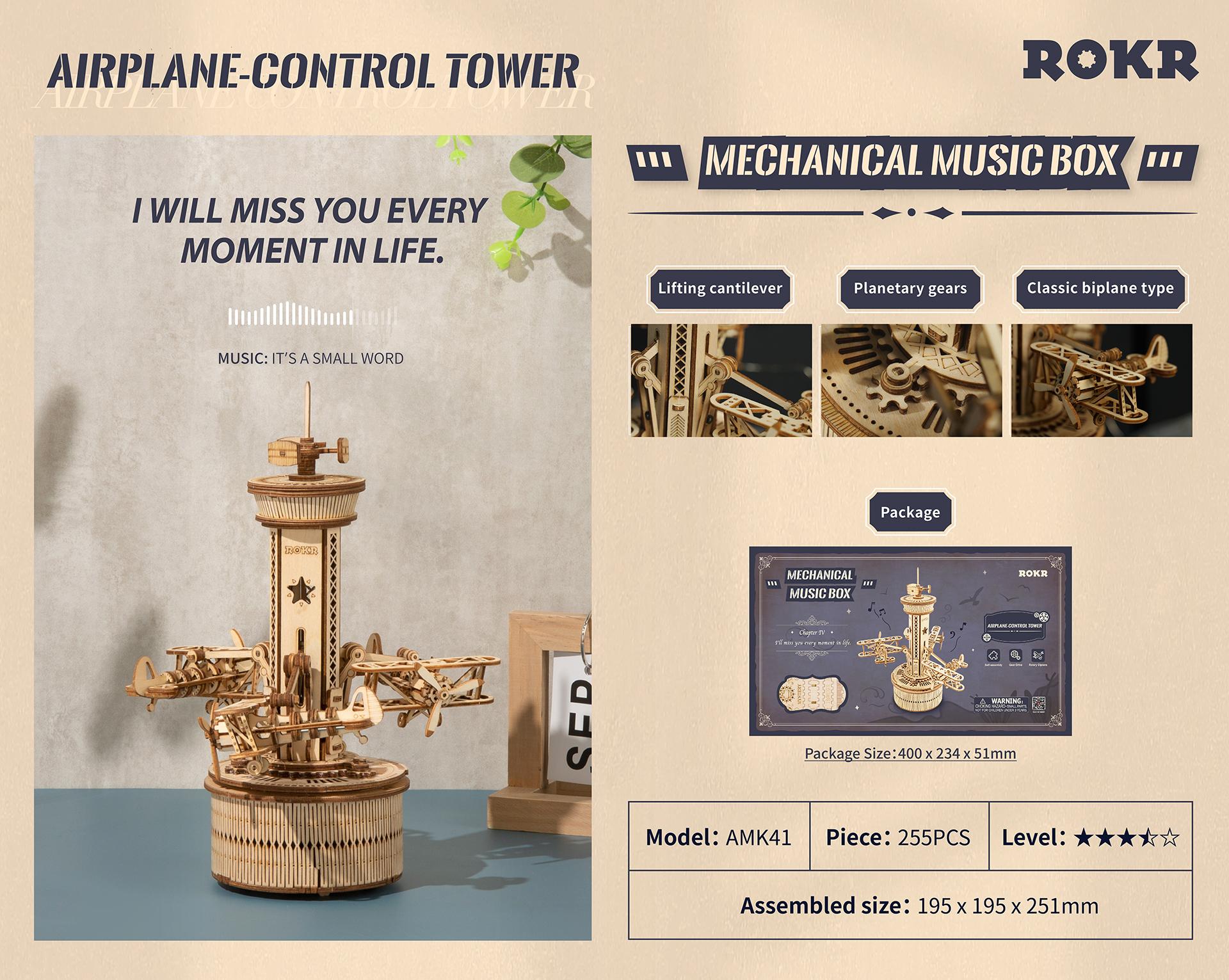 Robotime Rokr Music Box 3D Wooden Puzzle Game Assembly Model Building Kits Toys for Gifts