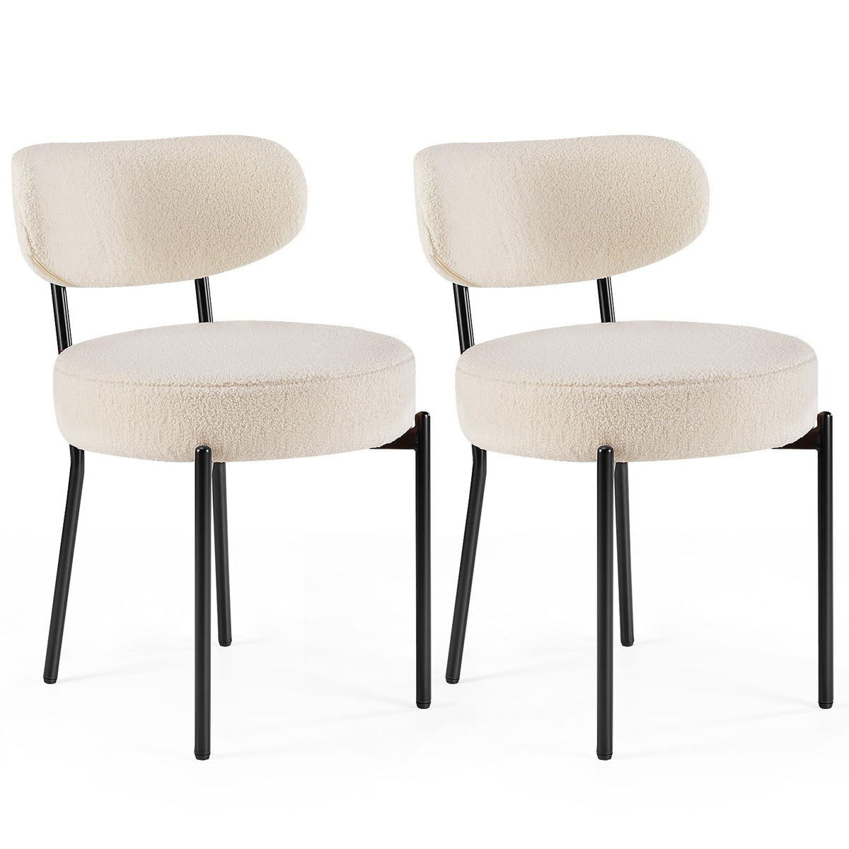 White Seat Cushion Black Steel Frame Comfort Dining Room Chair with Upholstered Backrest for Dining Room Bedroom