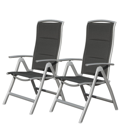 Patio Folding Chairs Set of 2, Aluminium Frame Outdoor Reclining Patio Chairs,Adjustable High Back Lawn Chairs