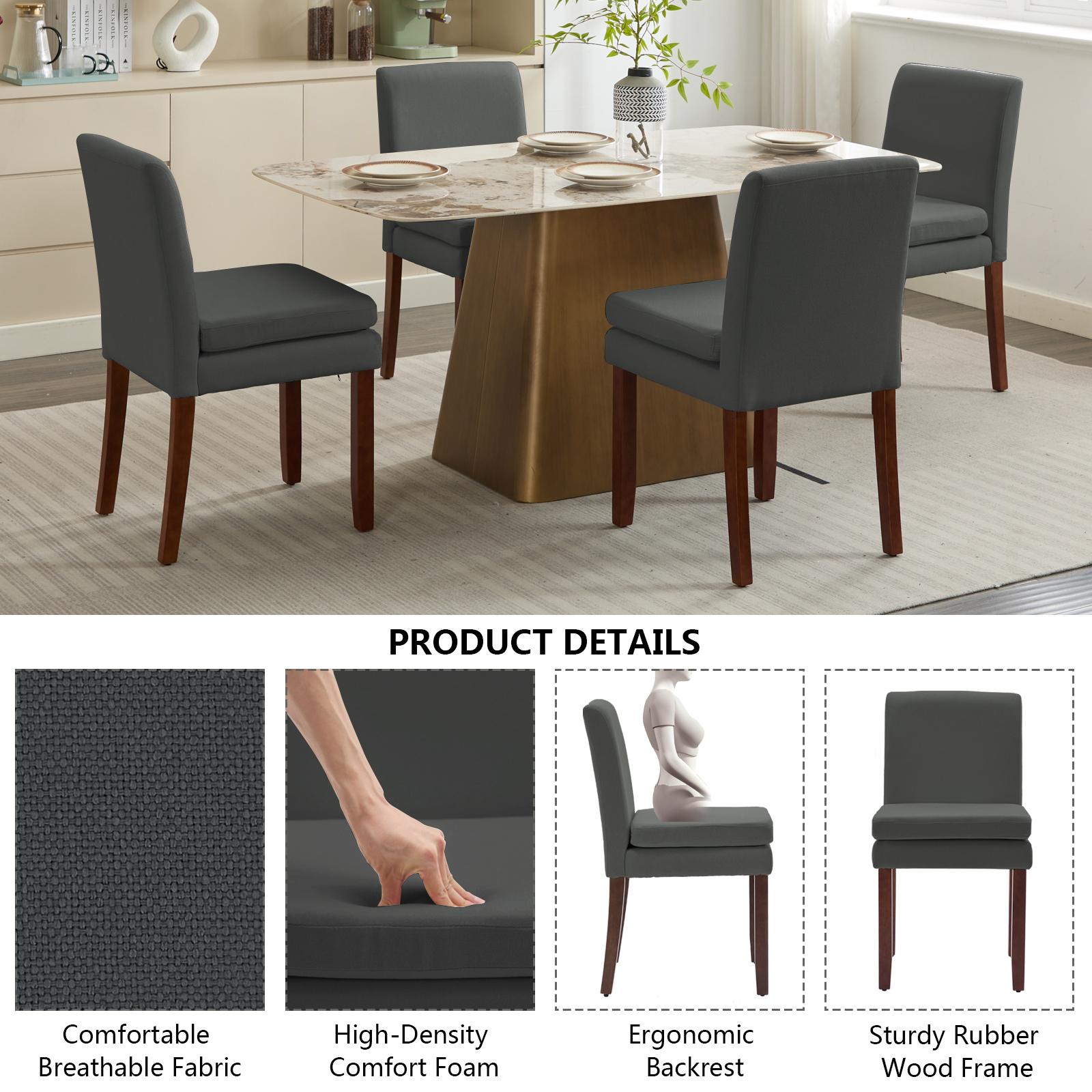 Armless linen dining chair with cushioned seat, featuring modern minimalist design suitable for various occasions.Set of 2 (2-Pack)