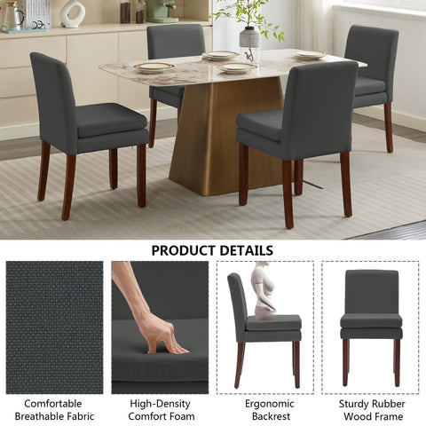 Armless linen dining chair with cushioned seat, featuring modern minimalist design suitable for various occasions.Set of 2 (2-Pack)