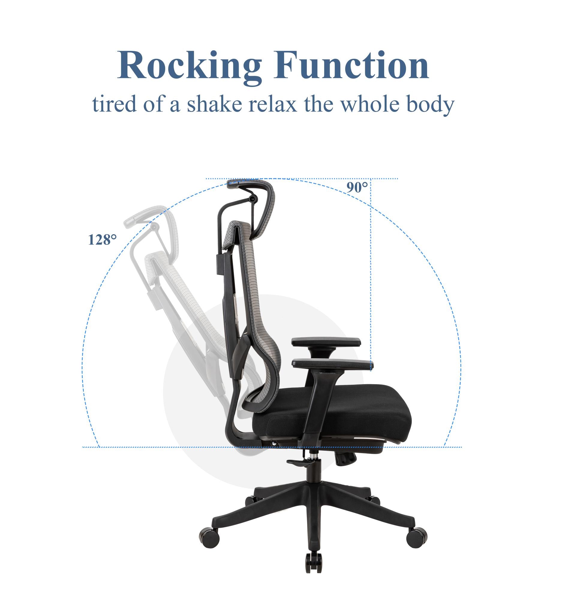 Excustive office chair with headrest and 2D armrest, chase back function with 7 gears adjustment, ti