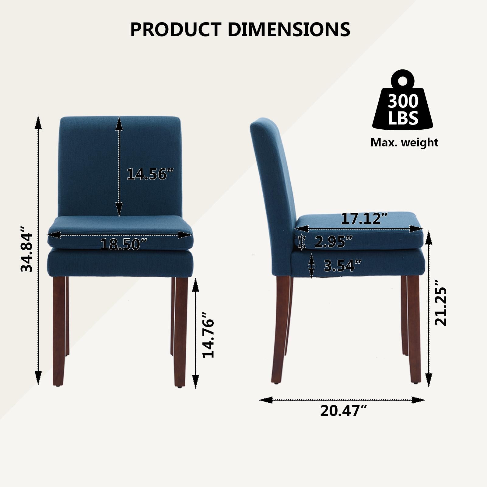 Armless linen dining chair with cushioned seat, featuring modern minimalist design suitable for various occasions.Set of 2 (2-Pack)
