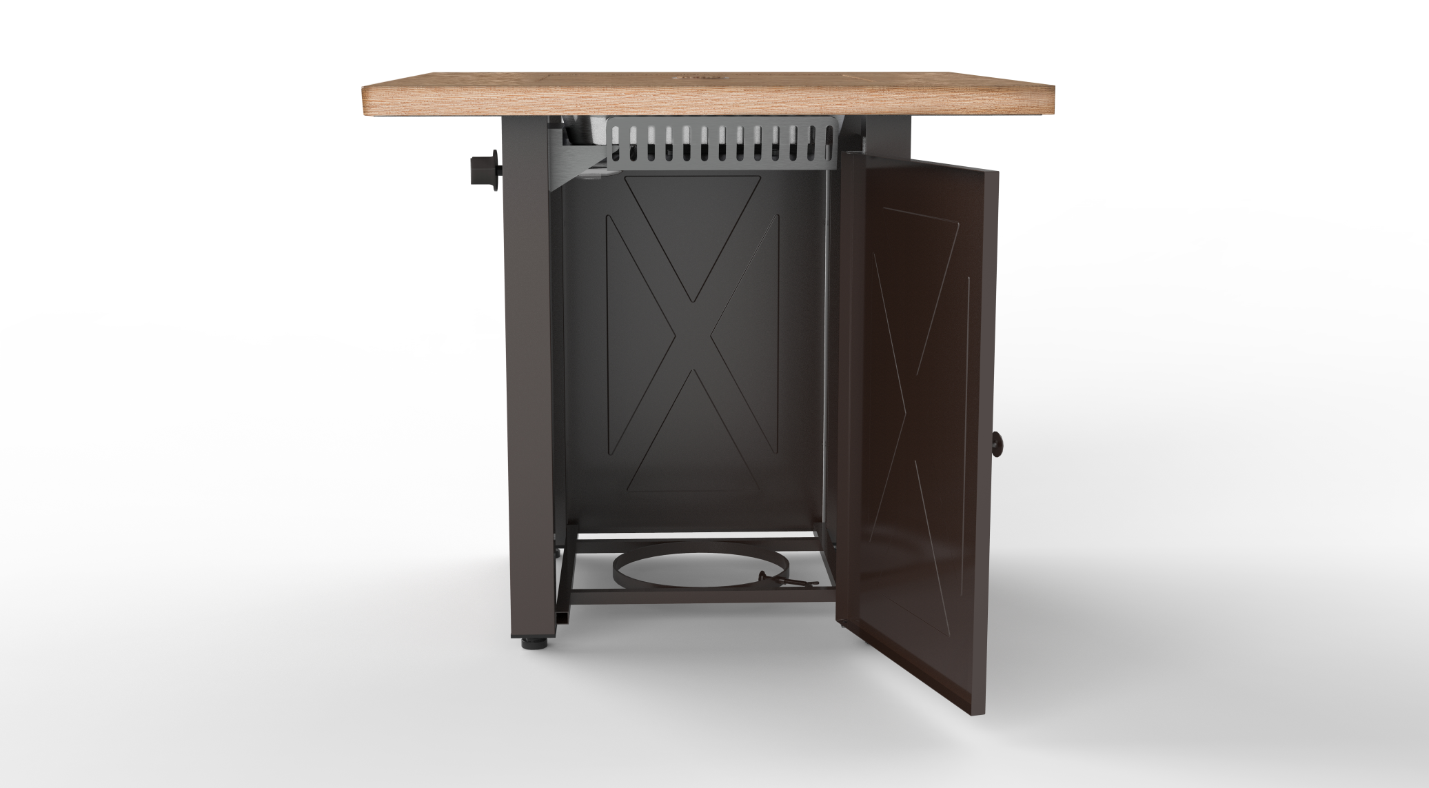 28in Outdoor Propane Fire Pit Table 50000 BTU Square Wood Grain Gas Fire Table