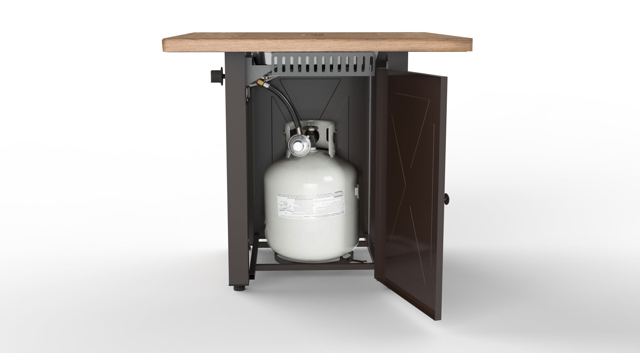 28in Outdoor Propane Fire Pit Table 50000 BTU Square Wood Grain Gas Fire Table