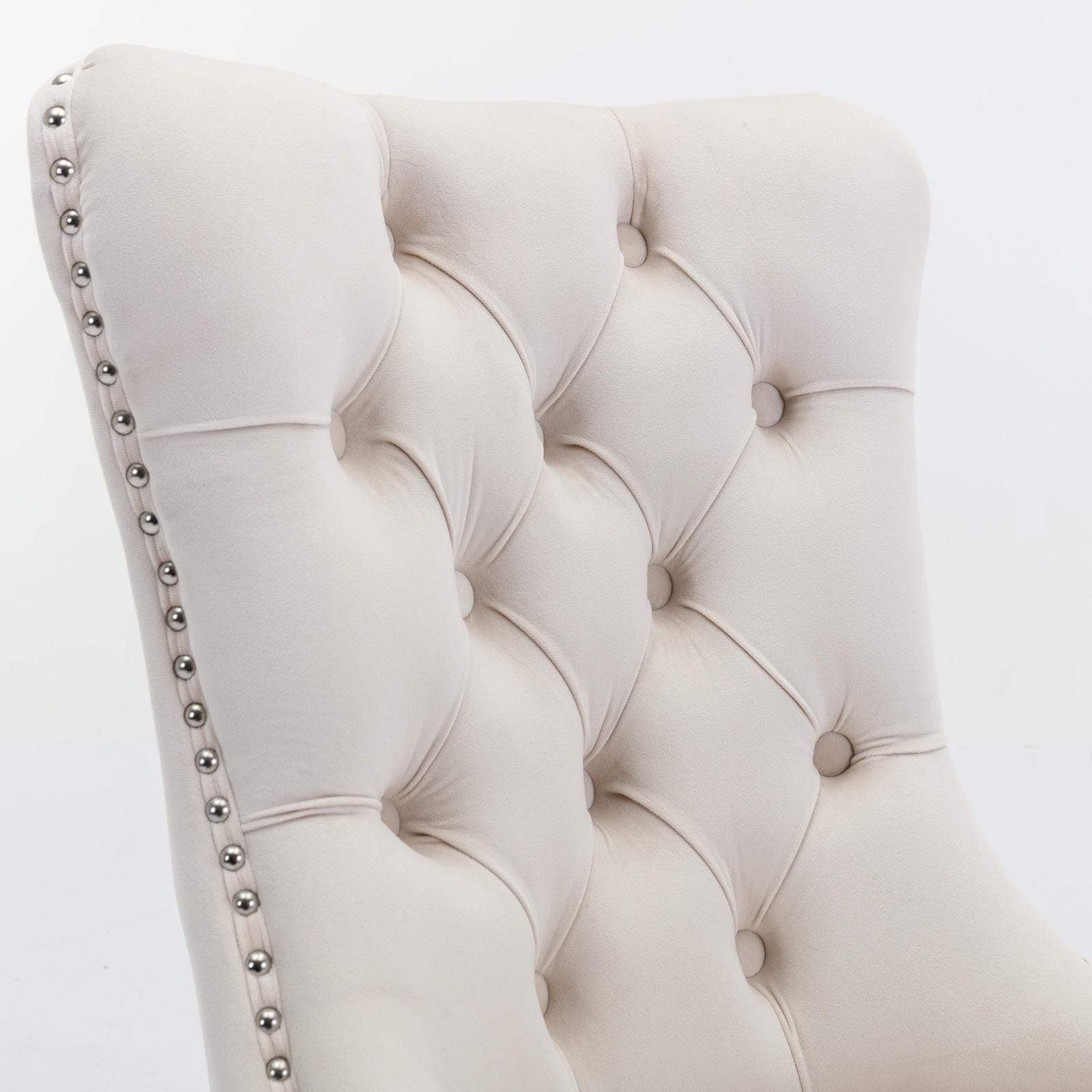 Modern, High-end Tufted Solid Wood Contemporary Velvet Upholstered Dining Chair with Chrome Stainless Steel Plating Legs,Nailhead Trim,Set of 2