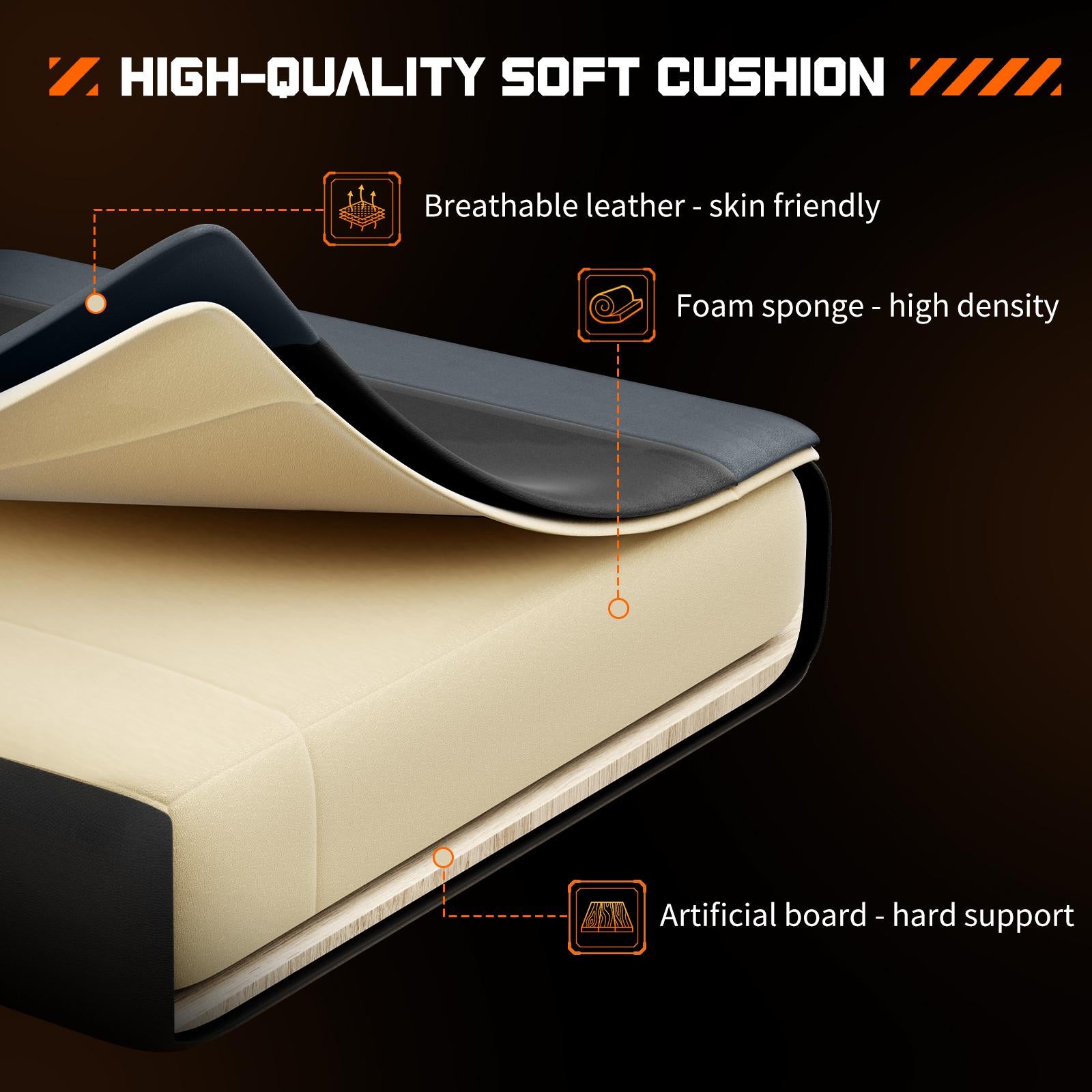 Video Game Desk Chair - Ergonomic Computer with Footrest and Comfy Lumbar Support, PU Leather Recliner with Headrest, Fixed Up Armrest,