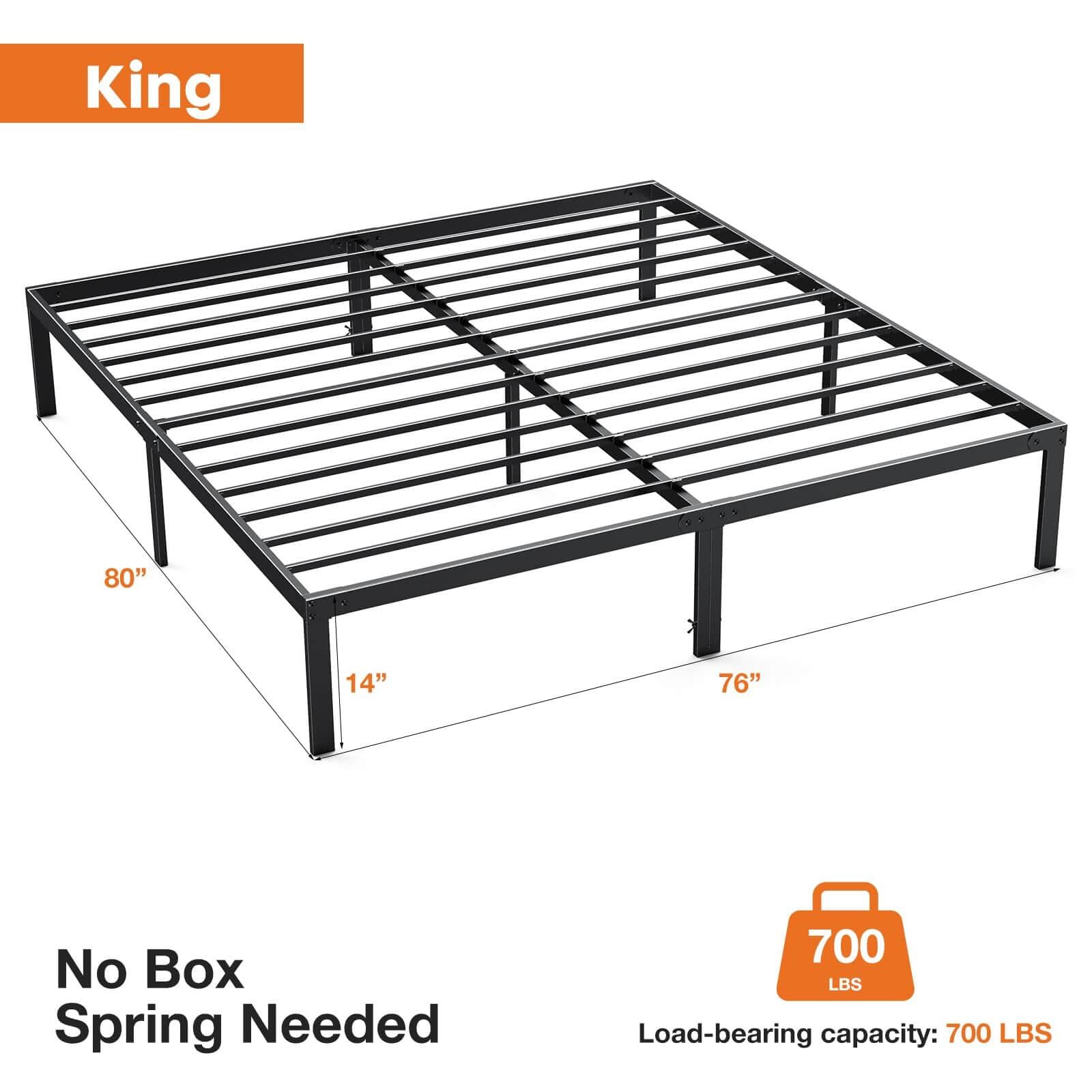 Bed Frame Metal Platform Bed Frame Mattress Foundation with Steel Slat Support