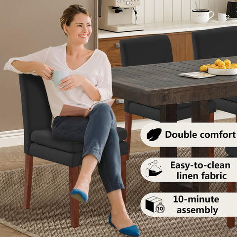 Armless linen dining chair with cushioned seat, featuring modern minimalist design suitable for various occasions.Set of 2 (2-Pack)