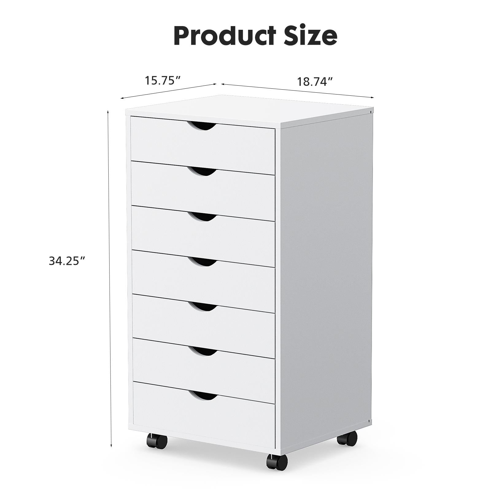 Panana 5/7 Drawer Chest, Wooden Tall Dresser Storage Dresser Cabinet With Wheels