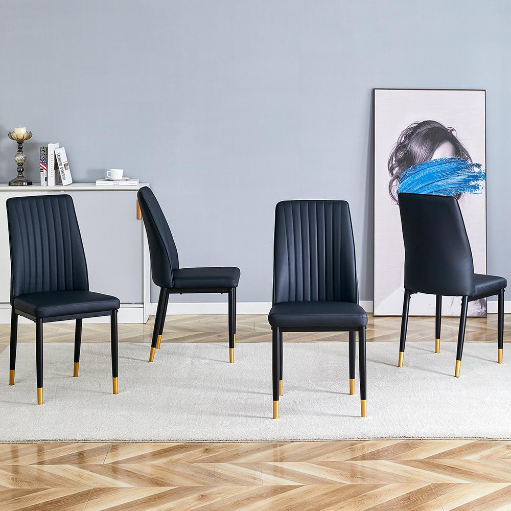 A set of 4 dining chairs, PU material high backrest seats and sturdy leg chairs, suitable for restaurants, kitchens, and living rooms.