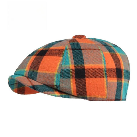 Men's Plaid Beret Octagonal Cap
