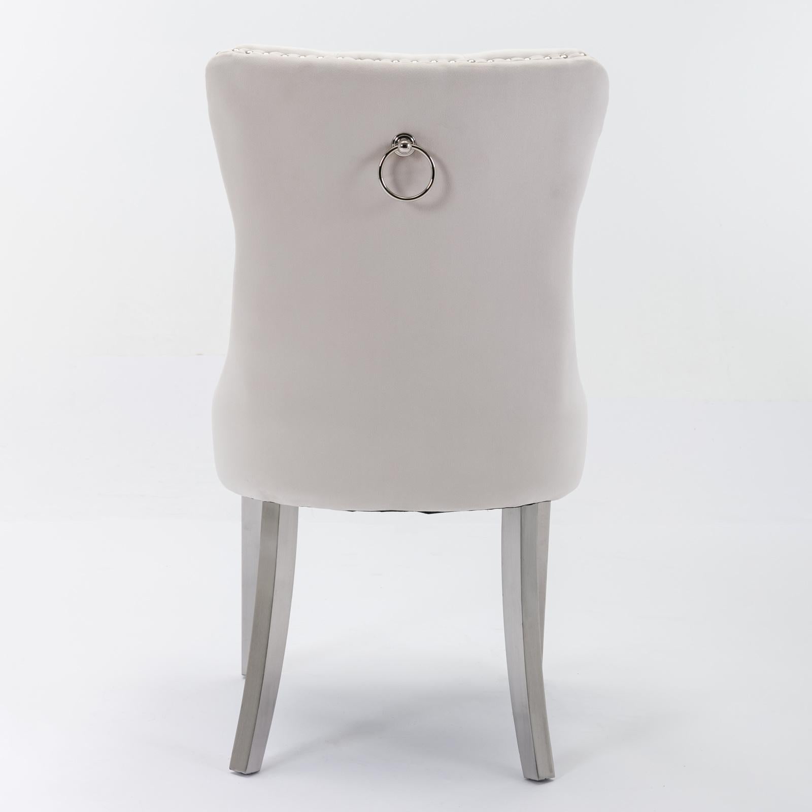 Modern, High-end Tufted Solid Wood Contemporary Velvet Upholstered Dining Chair with Chrome Stainless Steel Plating Legs,Nailhead Trim,Set of 2