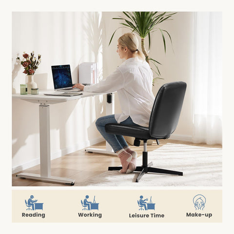 Cross-Legged Chair,No Wheels Armless Swivel Home Office Chair