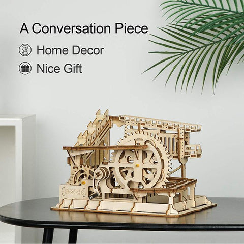 Robotime DIY 3D Wooden Puzzle Marble Run Assembly Model Building Block Stem Toy For Kids Adult