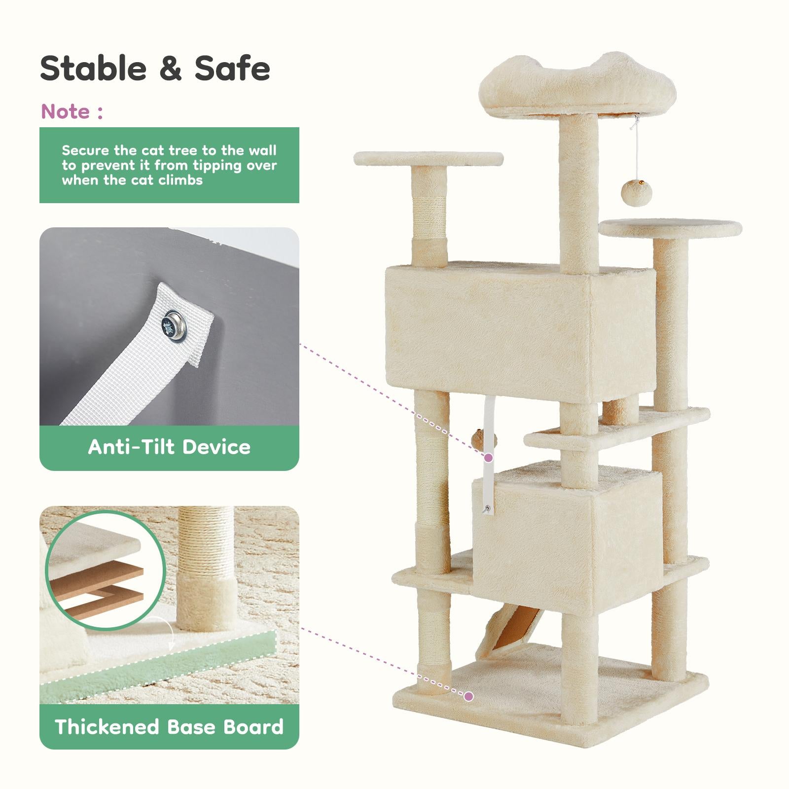 Multi-functional cat tree house cat climbing frame, lounge and recreation area detachable toy