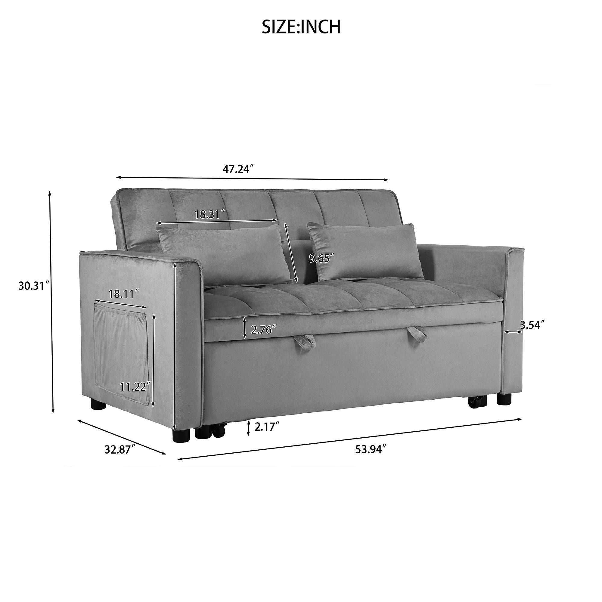 Convertible Sofa Bed,3-in-1 Pull Out Couch Bed with Reclining Backrest and Pillows,Sofa Bed Full Convertible Sleeper Loveseat for various occasions