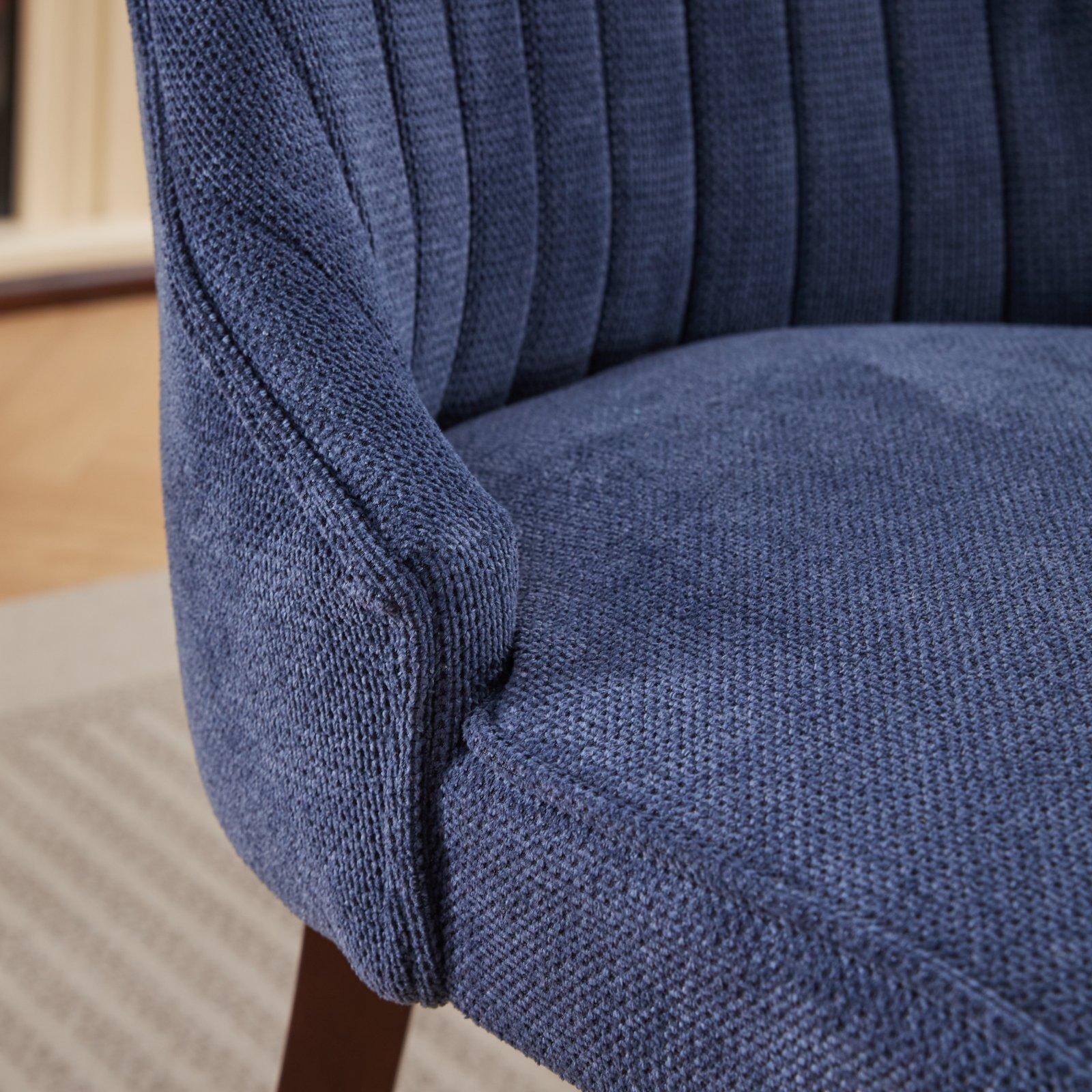 Rayon Cloth Flocking Linen Dining Chairs  Comfy Fabric Upholstered Accent Chair for Dining Room with Curved Solid Wood Legs,Set of 2