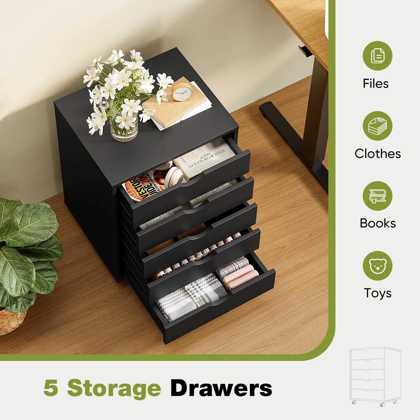 Panana 5/7 Drawer Chest, Wooden Tall Dresser Storage Dresser Cabinet With Wheels