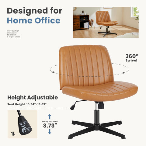 Cross-Legged Chair,No Wheels Armless Swivel Home Office Chair