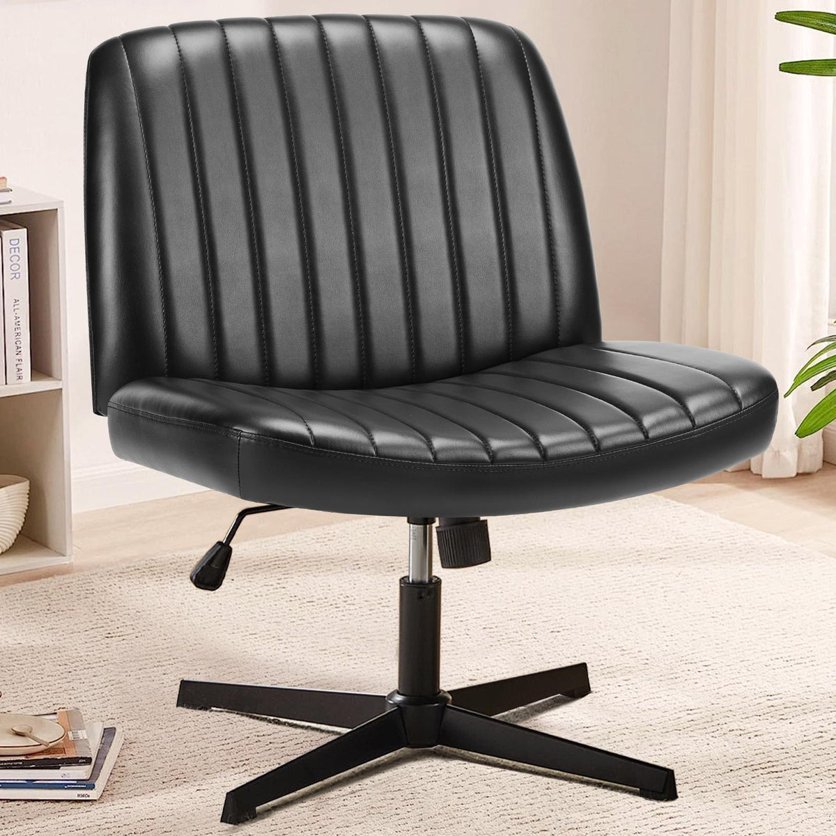 Cross-Legged Chair,No Wheels Armless Swivel Home Office Chair