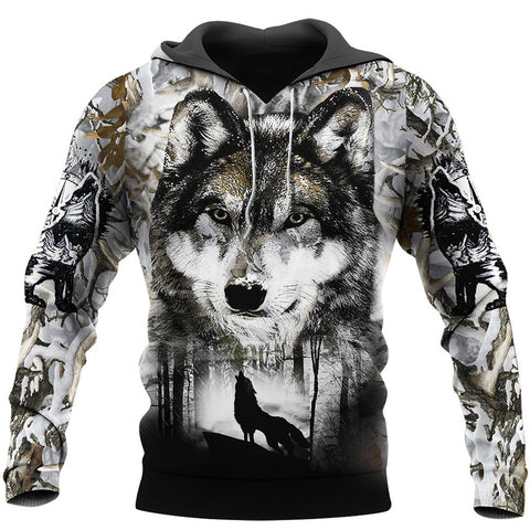 American Wolf 3D Printing Sweater Long Sleeve Autumn