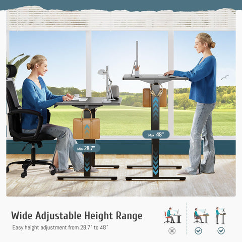 Ergonomic Height Adjustable Table with T-Shaped Metal Bracket Modern Computer Workstations