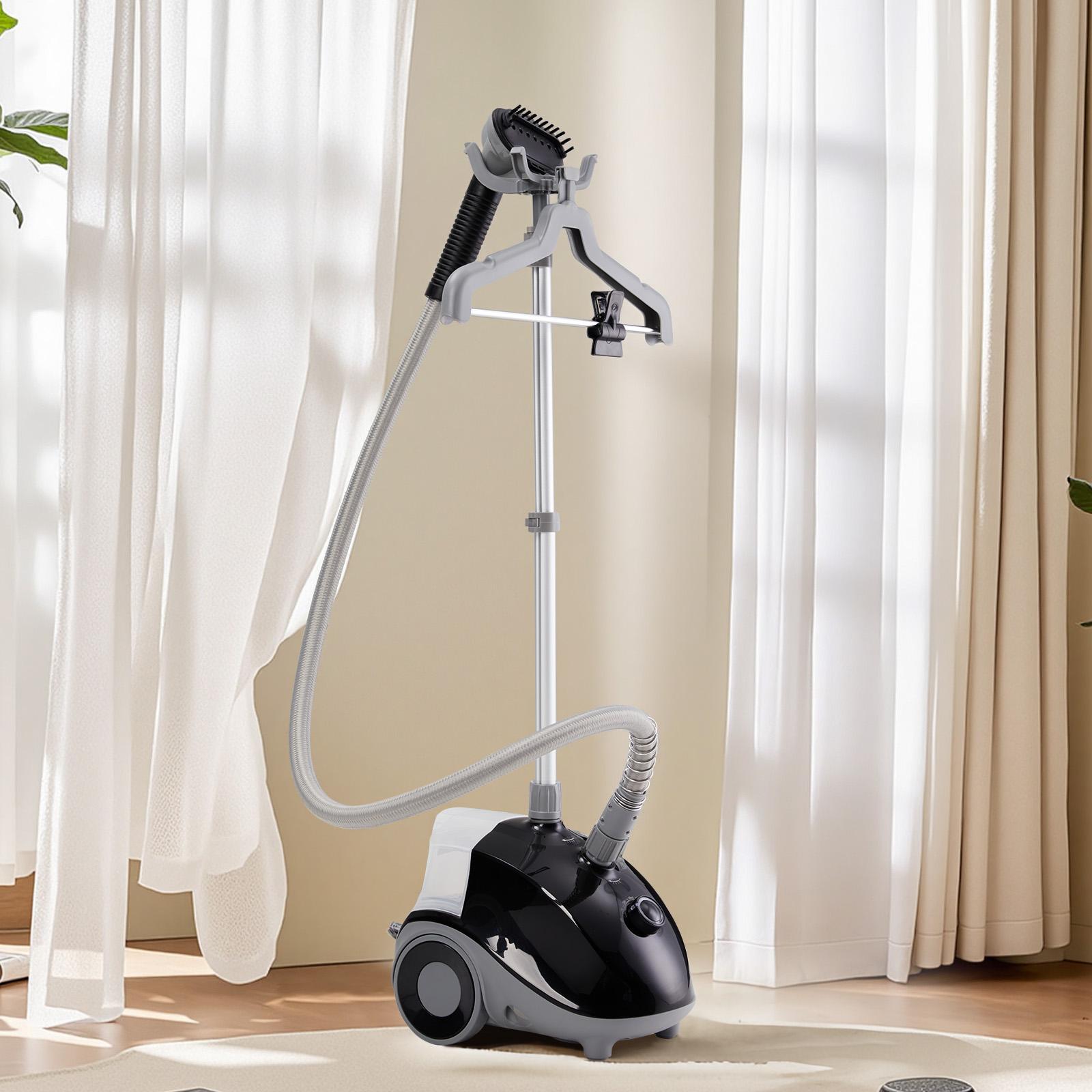 Standing Garment Steamer, 1500W Powerful Steamer for Clothes with Roll Wheels, 1.7L Water Tank for 55 Min Continuous Steaming