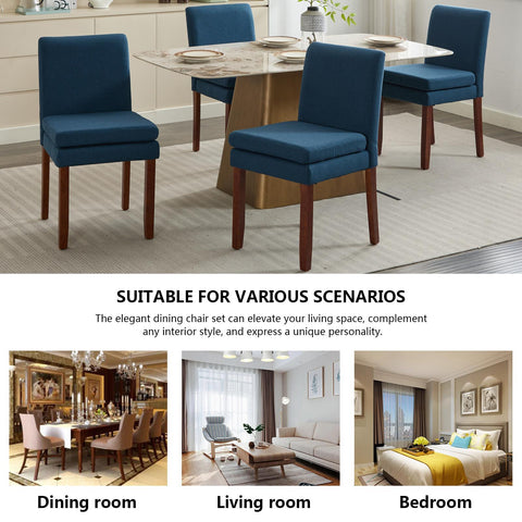 Armless linen dining chair with cushioned seat, featuring modern minimalist design suitable for various occasions.Set of 2 (2-Pack)