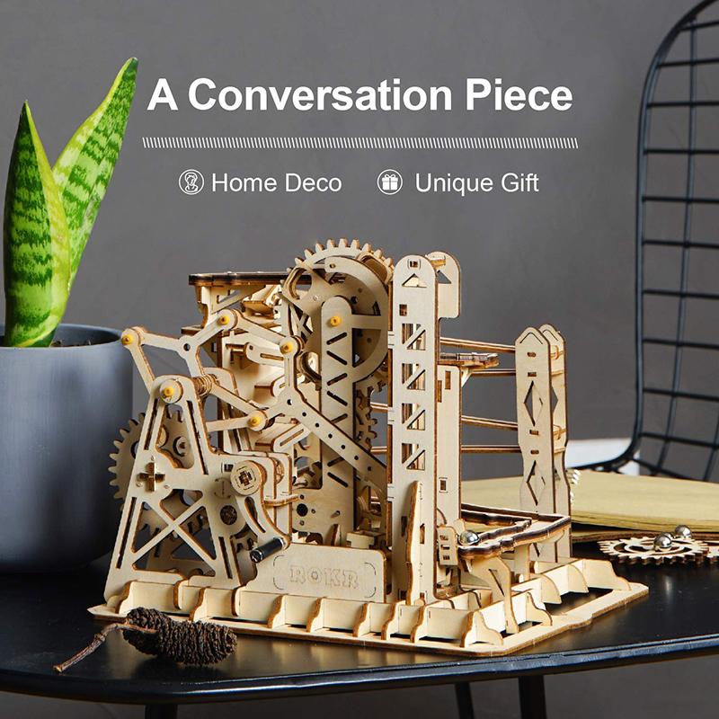 Robotime DIY 3D Wooden Puzzle Marble Run Assembly Model Building Block Stem Toy For Kids Adult