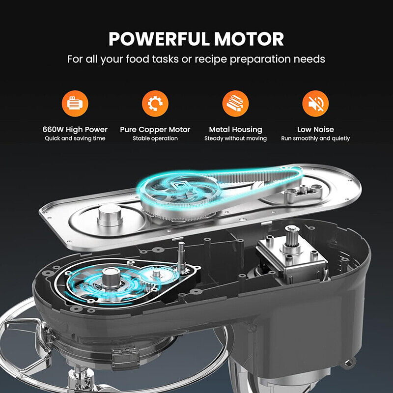 Electric Countertop Food Stand Mixer 660W 10 Speed 6QT Tilt-Head Kitchen Beater