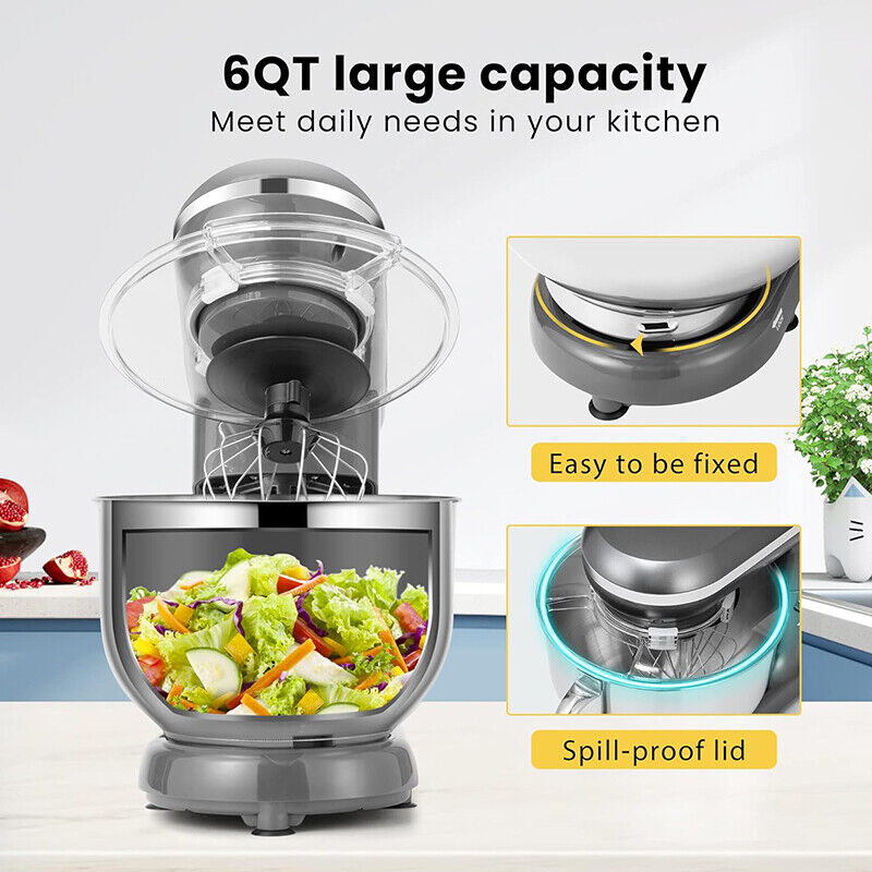 Electric Countertop Food Stand Mixer 660W 10 Speed 6QT Tilt-Head Kitchen Beater