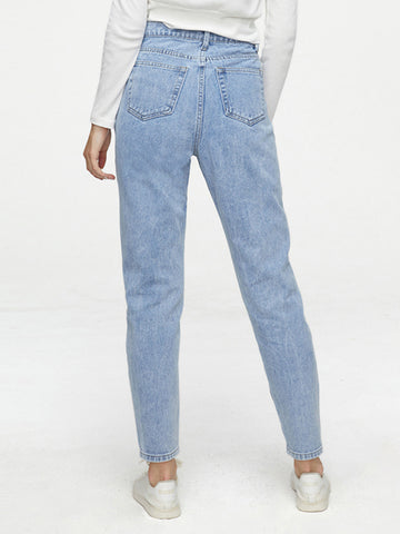 Buttoned Distressed Jeans