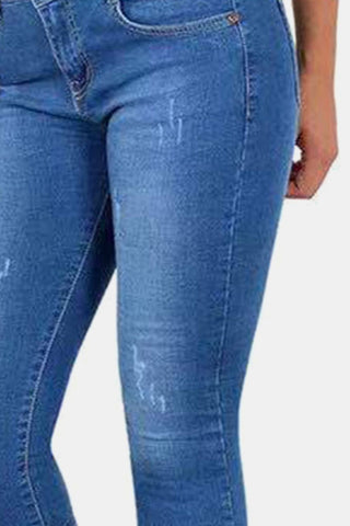 Full Size Buttoned Capris Jeans