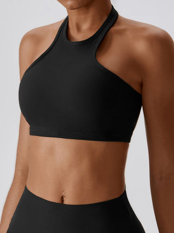 Halter Neck Sleeveless Cropped Tank Top