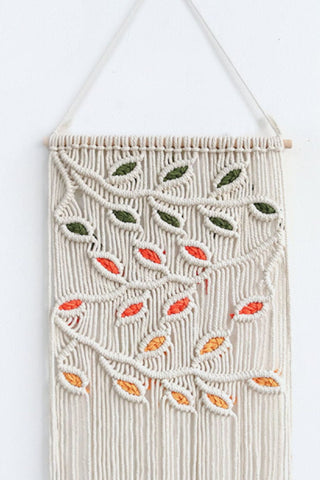 Contrast Leaf Fringe Macrame Wall Hanging